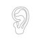 Human ear one line art. Continuous line drawing of human, organs, ear, hearing organ, auricle.