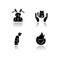 Human emotion drop shadow black glyph icons set