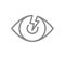 Human eye with acute pain line icon. Visual organ disease symptom, blindness symbol