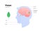 Human eye anatomy and vision medical infographic poster. Vector healthcare illustration. Side view of human head with eyeball,
