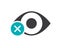 Human eye with cross checkmark colored icon. Disease visual system symbol