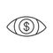 Human eye with dollar sign inside linear icon