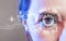 Human eye and graphical interface. Smart wearable technology concept