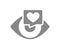 Human eye with heart in chat bubble grey icon. Healthy visual system symbol