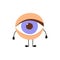 Human eye kawaii character. The eye is like a sense organ. Part of the face. Healthy organ of vision. Vector