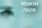 The human eye is looking at the text of Vision 2020. The concept of vision. Business photo showcasing go with regulations governin
