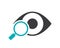 Human eye with magnifying glass colored icon. Visual system research, disease prevention symbol