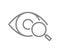 Human eye with magnifying glass line icon. Visual system research, disease prevention symbol