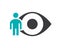 Human eye with man colored icon. Human visual system, healthy organ symbol