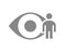 Human eye with man grey icon. Human visual system, healthy organ symbol