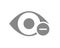 Human eye with minus grey icon. Disease visual system, myopia symbol
