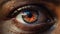 Human Eye With Papilloma virus Around Skin. Macro, Closeup, African American Person