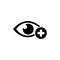 Human Eye with Plus, Farsighted Vision, Hyperopia Flat Vector Icon