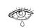 Human eye, tear. Cry. Vector stock illustration eps10. Outline, isolate on white background. Hand drawn.
