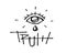 Human eye with tear and the word truth