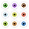 Human eyes set isolated on white background. Colorful eyeballs iris pupils