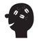 Human face icon. Black silhouette. Cockroach bugs in the head inside brain. Thinking process. Flat design. White background.