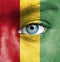 Human face painted with flag of Guinea