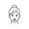 Human feeling admiration line black icon. Face of a young girl depicting emotion sketch element. Cute character on white