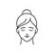 Human feeling depression line black icon. Face of a young girl depicting emotion sketch element. Cute character on white