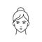 Human feeling despair line black icon. Face of a young girl depicting emotion sketch element. Cute character on white background