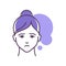 Human feeling despair line color icon. Face of a young girl depicting emotion sketch element. Cute character on dark