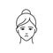 Human feeling despair line color icon. Face of a young girl depicting emotion sketch element. Cute character on white background