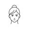 Human feeling envy line black icon. Face of a young girl depicting emotion sketch element. Cute character on white background