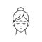 Human feeling grief line black icon. Face of a young girl depicting emotion sketch element. Cute character on white background