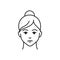 Human feeling helplessness line black icon. Face of a young girl depicting emotion sketch element. Cute character on white