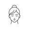 Human feeling patience line black icon. Face of a young girl depicting emotion sketch element. Cute character on white background