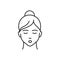 Human feeling relief line black icon. Face of a young girl depicting emotion sketch element. Cute character on white background