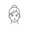 Human feeling thinking line black icon. Face of a young girl depicting emotion sketch element. Cute character on white background