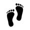 Human feet black silhouette. Footprint with toes icon.