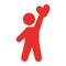 Human figure lifting heart silhouette icon
