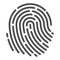 Human fingerprint icon, identification and protection symbol