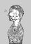 Human flower head child on swing inside spirit power energy  abstract art illustration design hand drawn