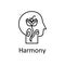 Human, flower, lotus in mind icon. Element of human mind with name icon. Thin line icon for website design and development, app