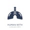 Human with focus on the lungs icon. Trendy flat vector Human wit