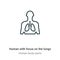 Human with focus on the lungs outline vector icon. Thin line black human with focus on the lungs icon, flat vector simple element