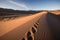 human footprints in the desert. Neural network AI generated