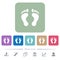 Human Footprints flat icons on color rounded square backgrounds