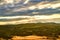 Human footprints in the sand. Rifts and dunes. Grass and trees after the desert.