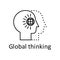 Human, globe in mind icon. Element of human mind with name icon. Thin line icon for website design and development, app