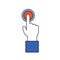 Human hand on alert or alarm signal. Hand and finger icon.