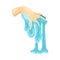 Human Hand with Blue Slime as Viscous Colorful Toy Vector Illustration
