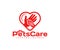 Human hand and dog`s paw in the heart, logo design. Pet shelter, pet care and animals, vector design