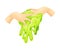 Human Hand with Green Slime as Viscous Colorful Toy Vector Illustration