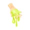 Human Hand with Green Slime as Viscous Colorful Toy Vector Illustration