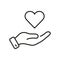 Human Hand and Heart Shape Line Icon. Love, Health, Charity, Care, Help Linear Pictogram. Peace and Friendship Outline
